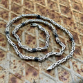 925 Solid Square Byzantine Onyx 5MM Bali Byzantine Chain Necklace