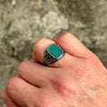 Men Handmade Green Agate Stone Ring