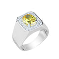 Men Handmade Minimal Yellow Citrin Gemstone Ring