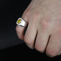 Men Handmade Minimal Yellow Citrin Gemstone Ring