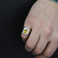Men Handmade Minimal Yellow Citrin Gemstone Ring