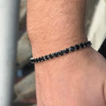 Men Silver 5MM Round Black Diamond Tennis Bracelet
