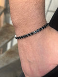 Men Silver 5MM Round Black Diamond Tennis Bracelet