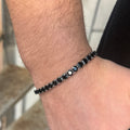 Men Silver 5MM Round Black Diamond Tennis Bracelet