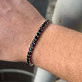 Men Silver 5MM Round Black Diamond Tennis Bracelet