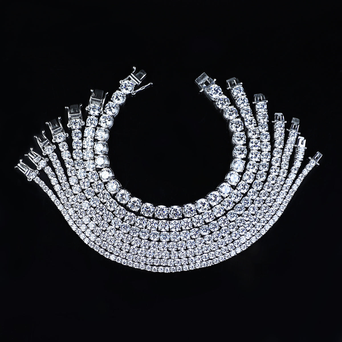 925 Sterling Silver Ideal Cut Moissanite Silver Ice Out Tennis Bracelet