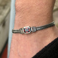 Men Garnet Stone Foxtail Chain Red Stone Men Curb Bracelet