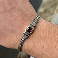 Men Garnet Stone Foxtail Chain Red Stone Men Curb Bracelet