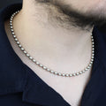 925 Sterling Silver 5mm Oxidized Ball Chain Necklace for Men