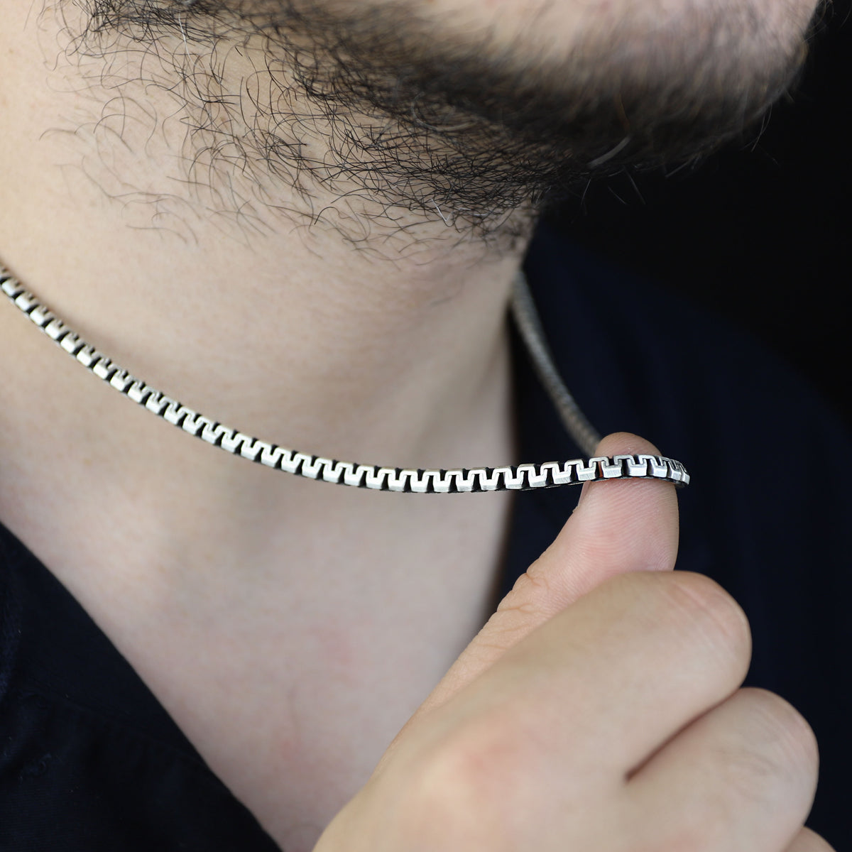 925 Sterling Silver 5mm Greek Meander Chain Necklace