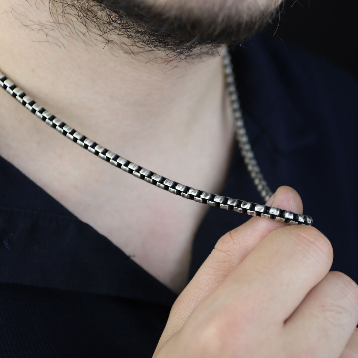 925 Sterling Silver 5mm Box Chain Necklace for Men