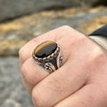 Men Handmade Oval Natural Tiger Eye Gemstone Ring