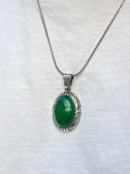 Silver Handmade Natural Green Jade Gemstone Necklace