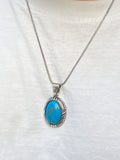Silver Handmade Engraved Natural Turquoise Gemstone Necklace