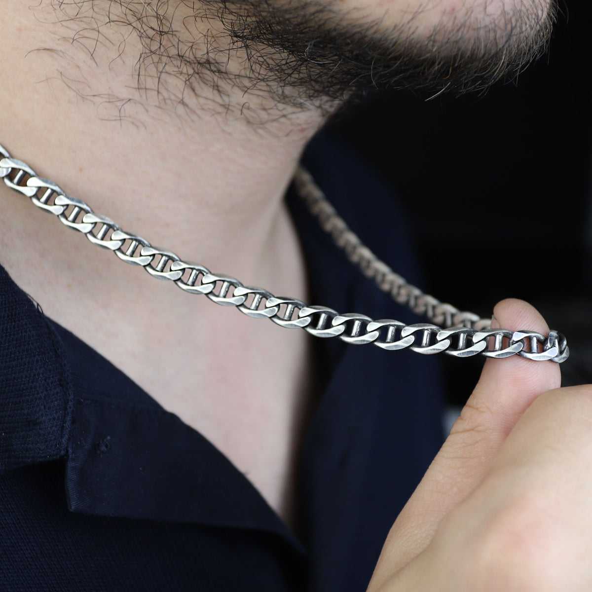 925 Sterling Silver 8mm Cuban Link Chain Necklace for Men