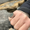 Men Handmade Ottoman Style Green Zircon Emerald Stone Ring