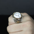 925 Sterling Silver Round Buffalo Turquoise Ottoman Style Ring