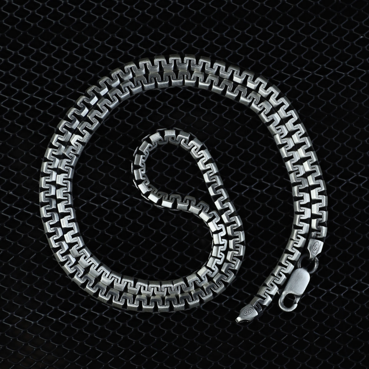 925 Sterling Silver 5mm Greek Meander Chain Necklace