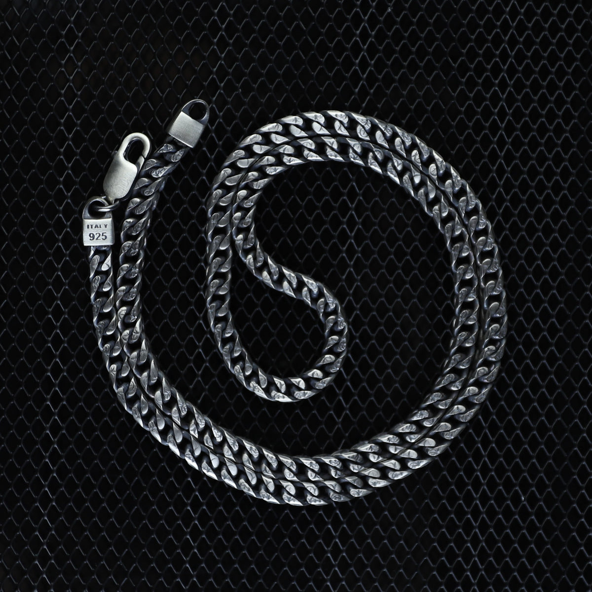 925 Sterling Silver 5mm Oxidized Curb Chain Necklace for Men