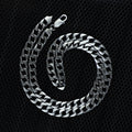 925 Sterling Silver 8mm Oxidized Cuban Link Chain Necklace for Men