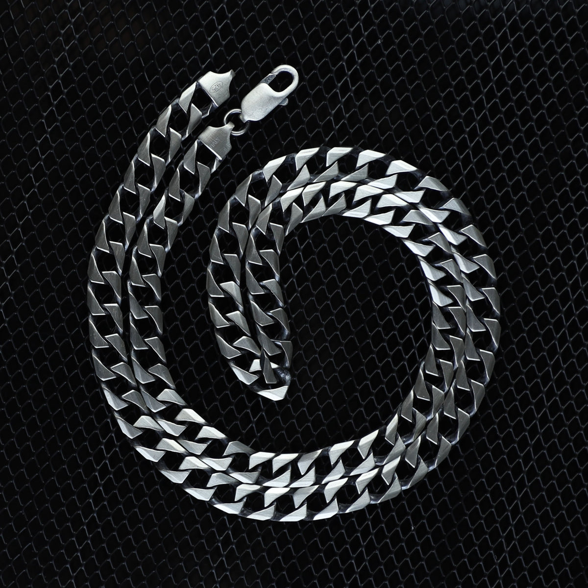 925 Sterling Silver 8mm Oxidized Cuban Link Chain Necklace for Men