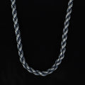 925 Sterling Silver 5mm Oxidized Rope Chain Necklace for Men