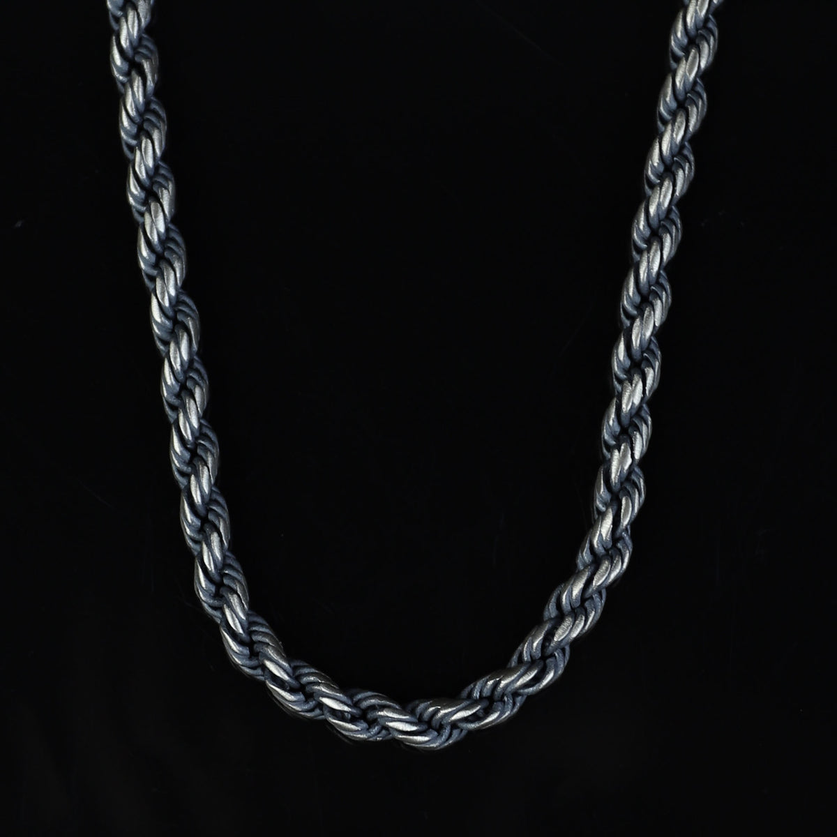 925 Sterling Silver 5mm Oxidized Rope Chain Necklace for Men