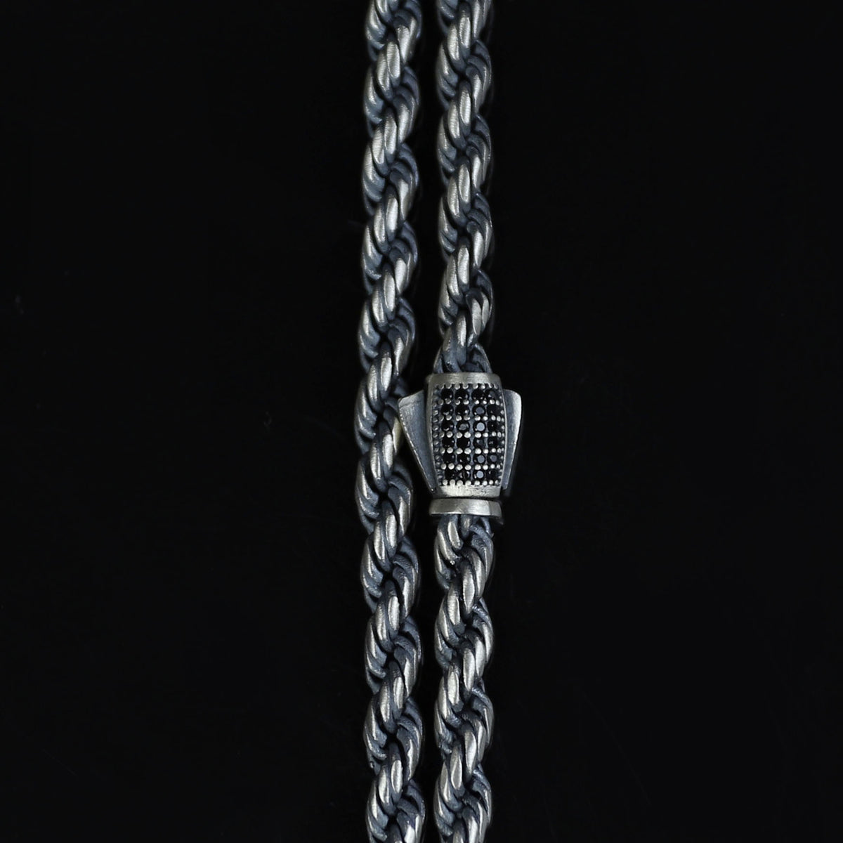 925 Sterling Silver 5mm Oxidized Rope Chain Necklace for Men