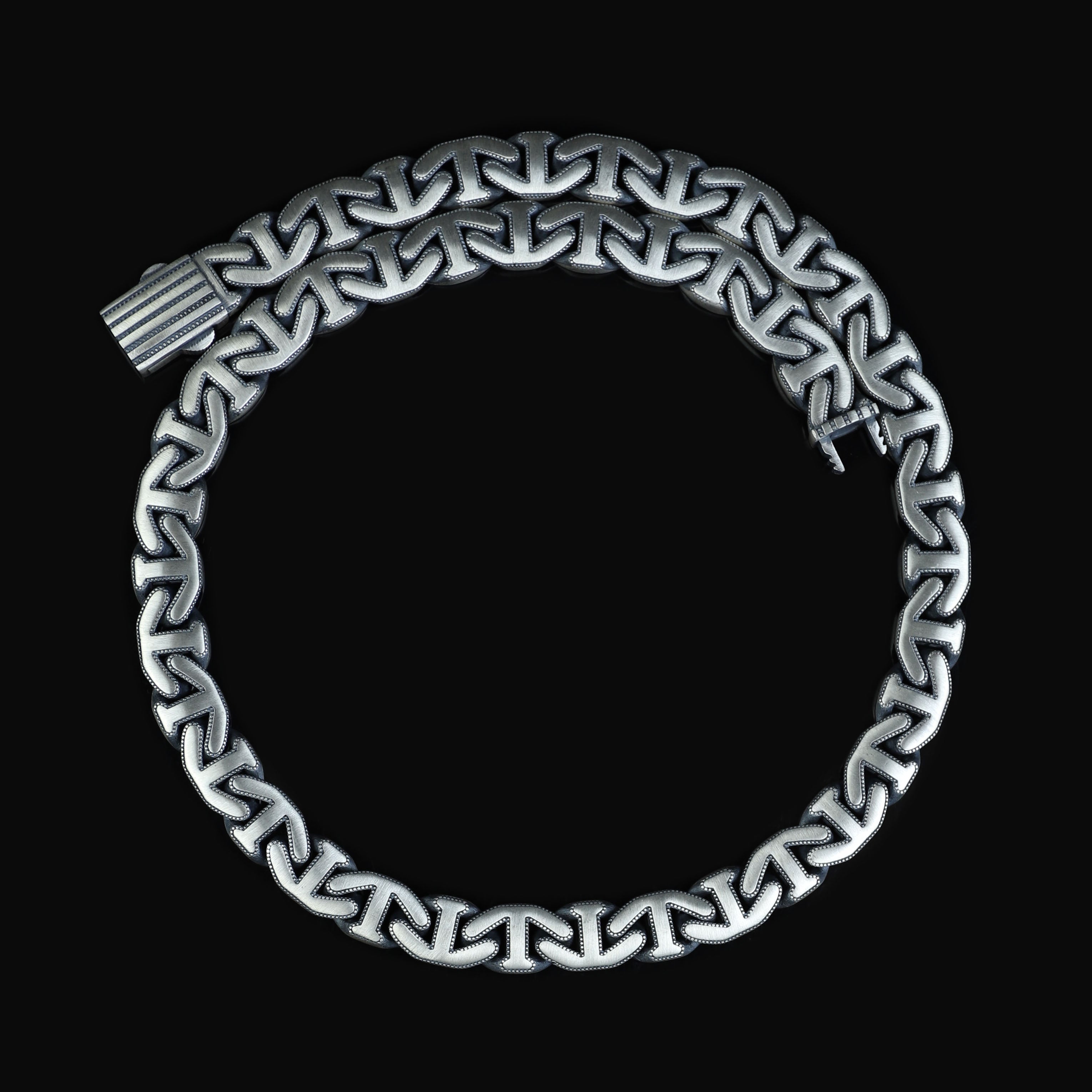 925 Sterling Silver 10mm Anchor Curb Chain Necklace for Men