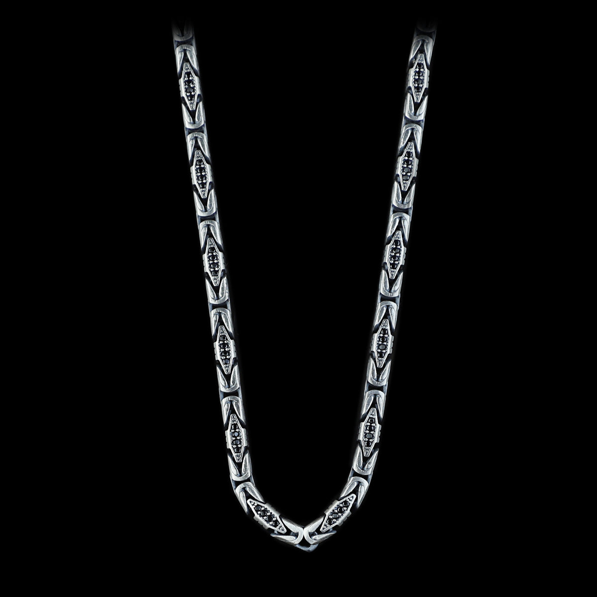 Men Handmade Byzantine Onyx Engraved King Chain Necklace