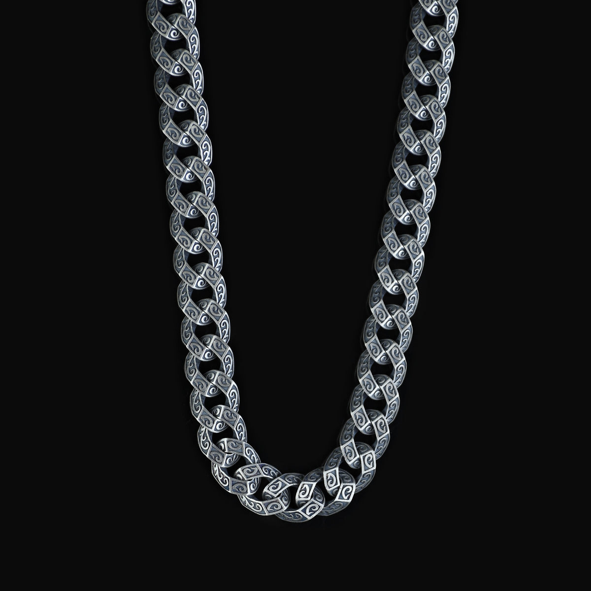 925 Sterling Silver Oxidized Gothic Byzantine Chain Necklace for Men