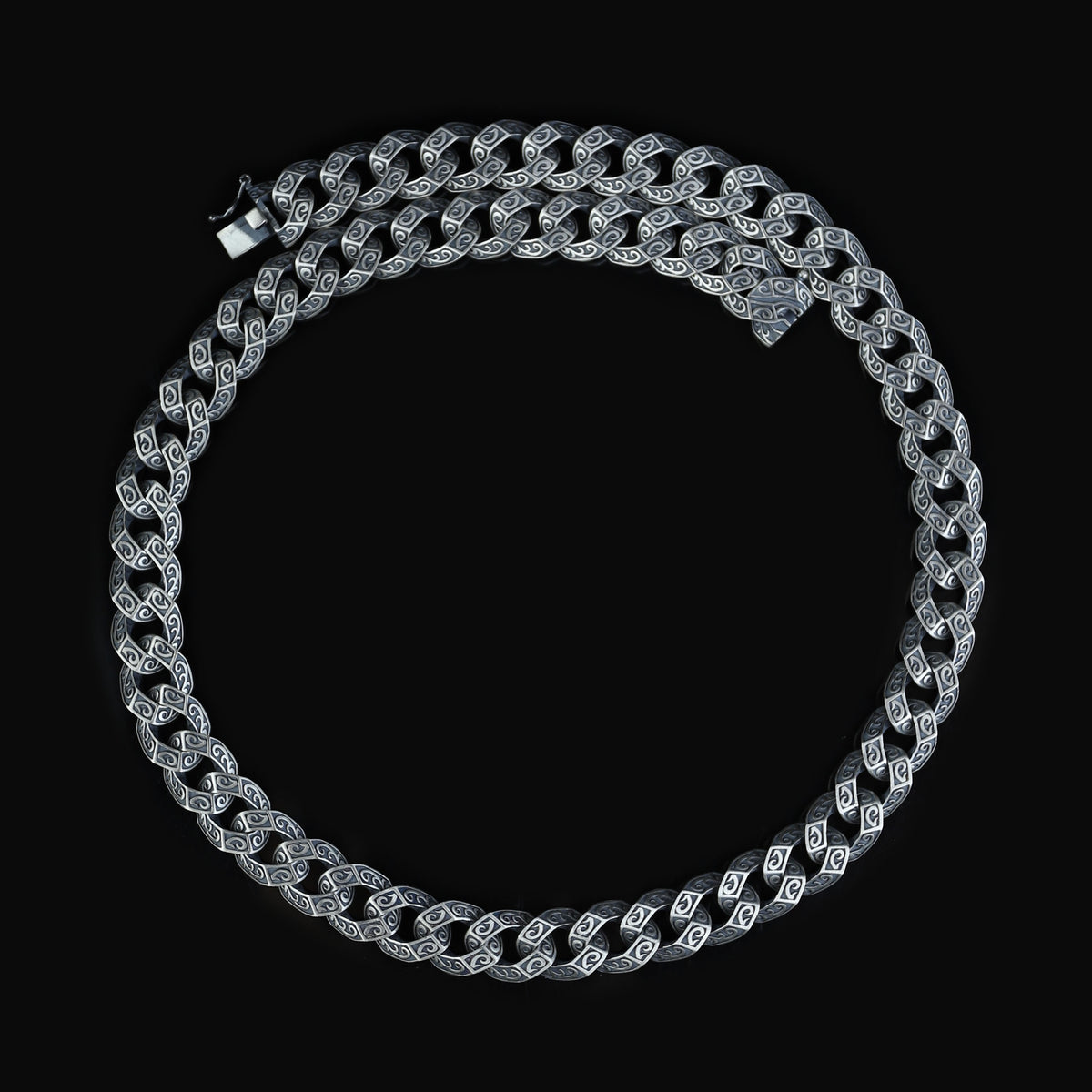 925 Sterling Silver Oxidized Gothic Byzantine Chain Necklace for Men