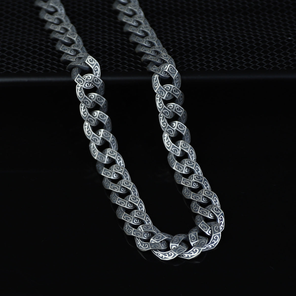 925 Sterling Silver Oxidized Gothic Byzantine Chain Necklace for Men
