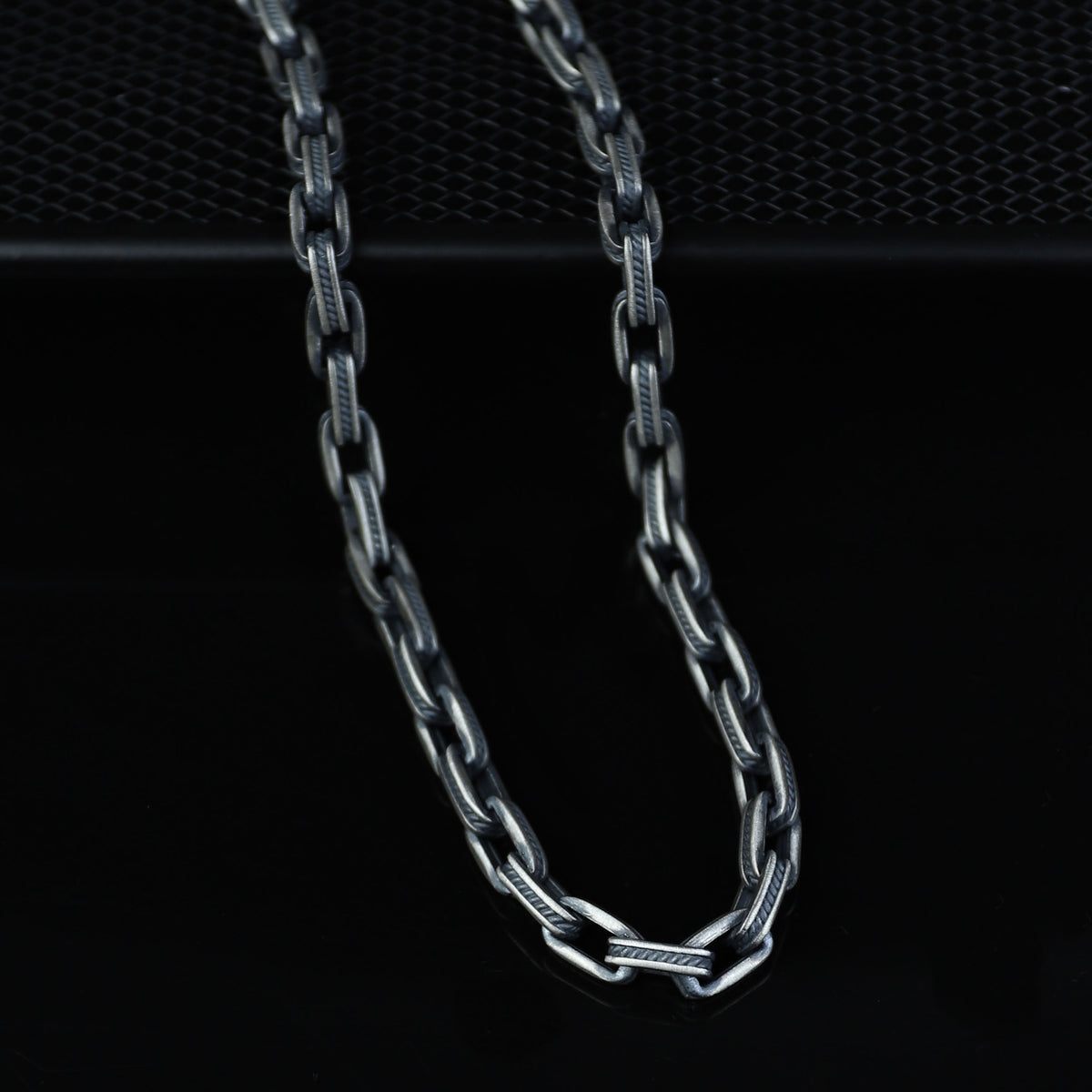 925 Sterling Silver Oxidized Gothic Chain Necklace for Men
