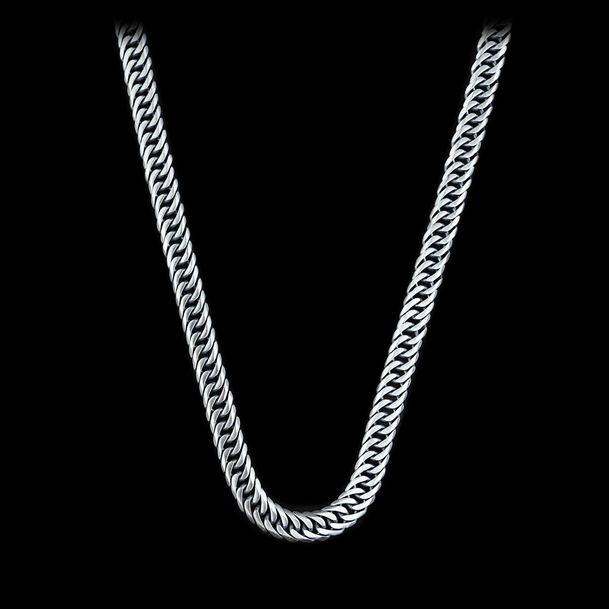 Men Handmade Solid Silver Curb Chain Oxized Necklace