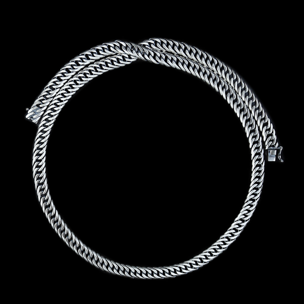 Men Handmade Solid Silver Curb Chain Oxized Necklace