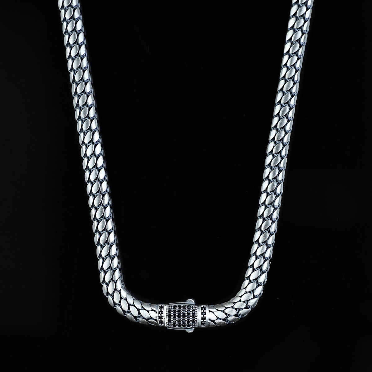 925 Sterling Silver Men Handmade Snake Popcorn Chain Necklace