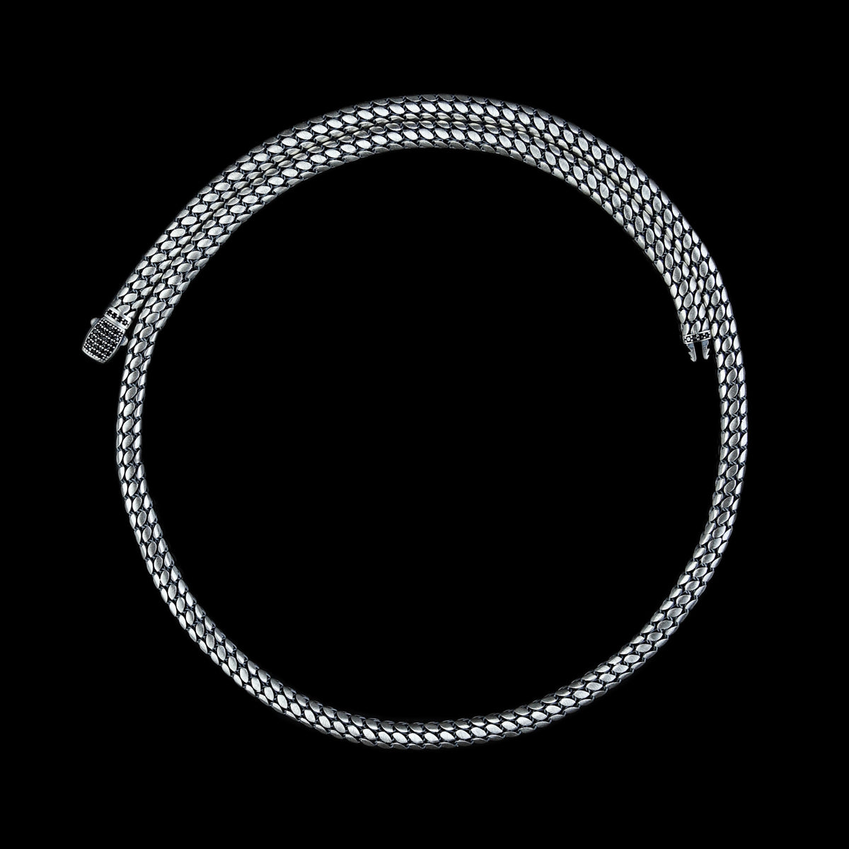 925 Sterling Silver Men Handmade Snake Popcorn Chain Necklace
