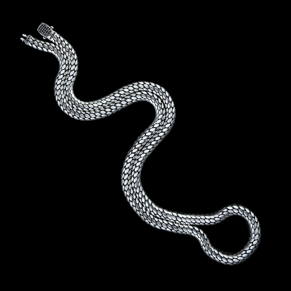 925 Sterling Silver Men Handmade Snake Popcorn Chain Necklace