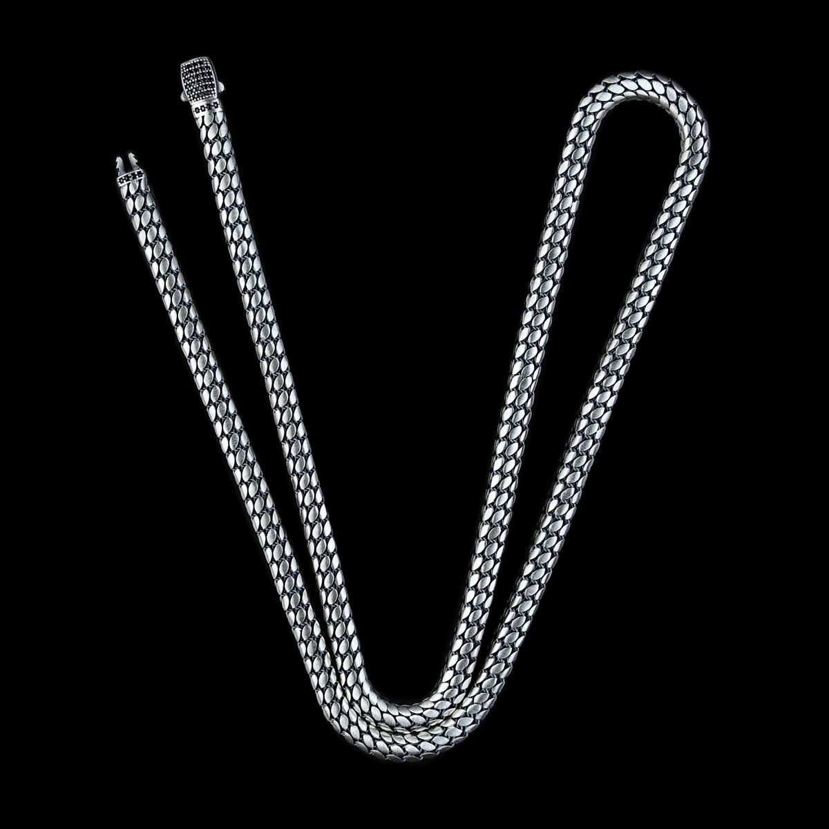 925 Sterling Silver Men Handmade Snake Popcorn Chain Necklace