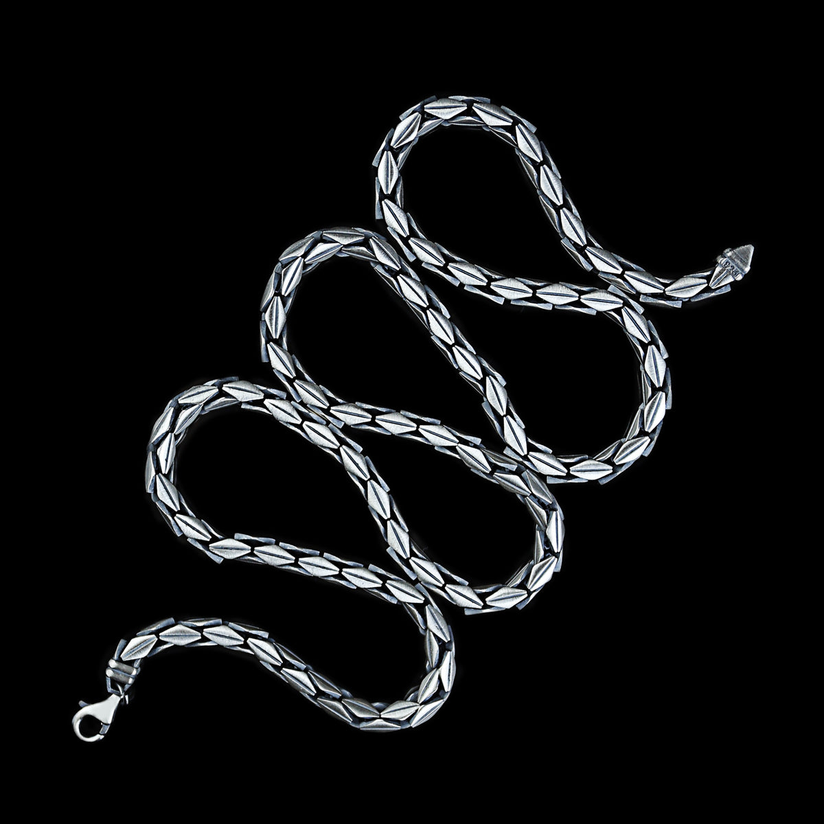 925 Sterling Silver Oxized Snake Chain Necklace