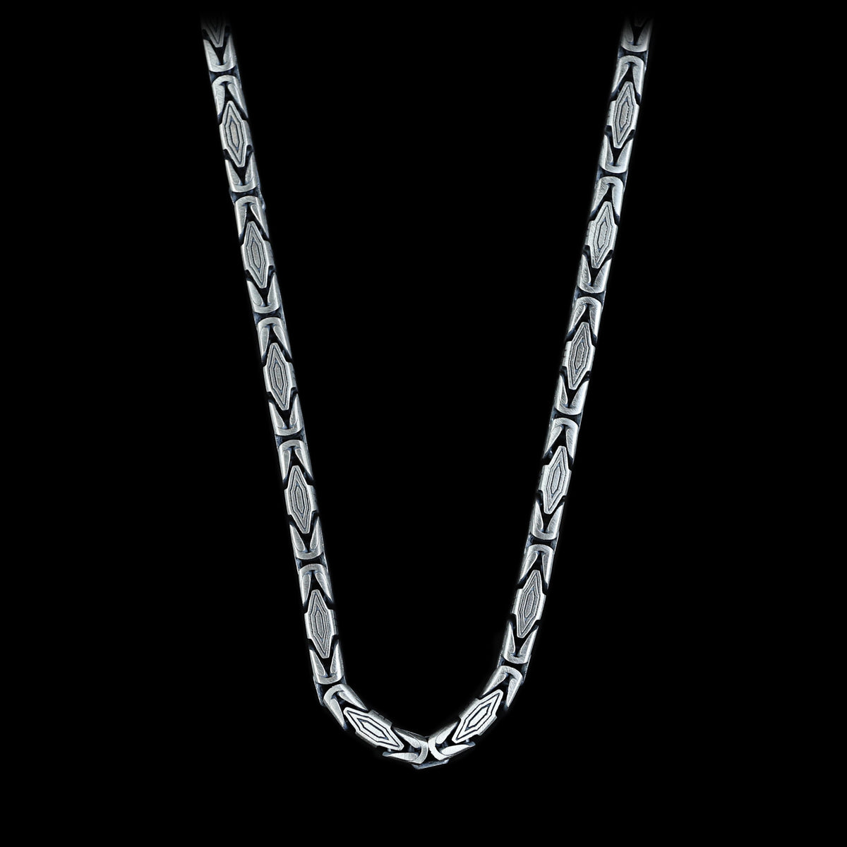 925 Silver 5MM Byzantine Engraved Chain Necklace