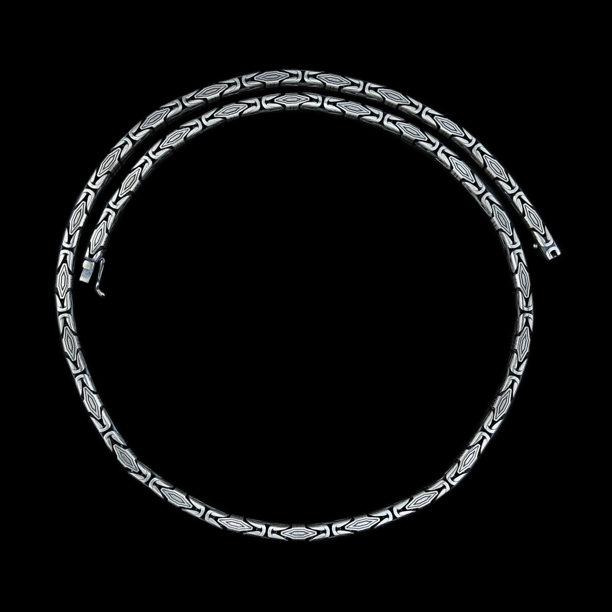 925 Silver 5MM Byzantine Engraved Chain Necklace