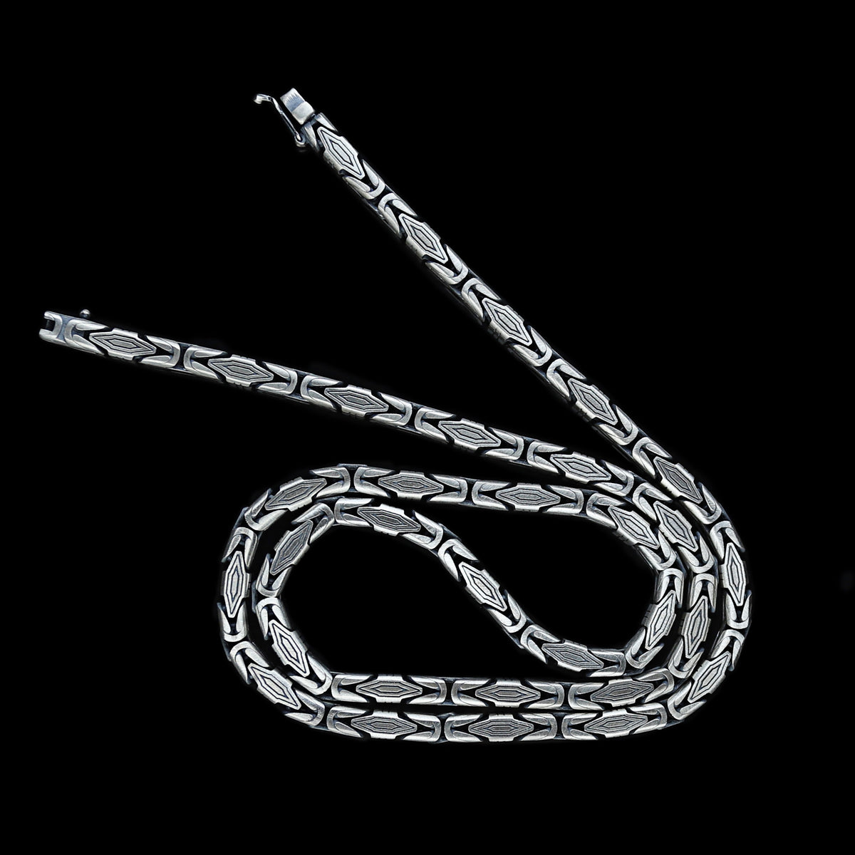 925 Silver 5MM Byzantine Engraved Chain Necklace