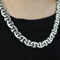 925 Sterling Silver 10mm Anchor Curb Chain Necklace for Men