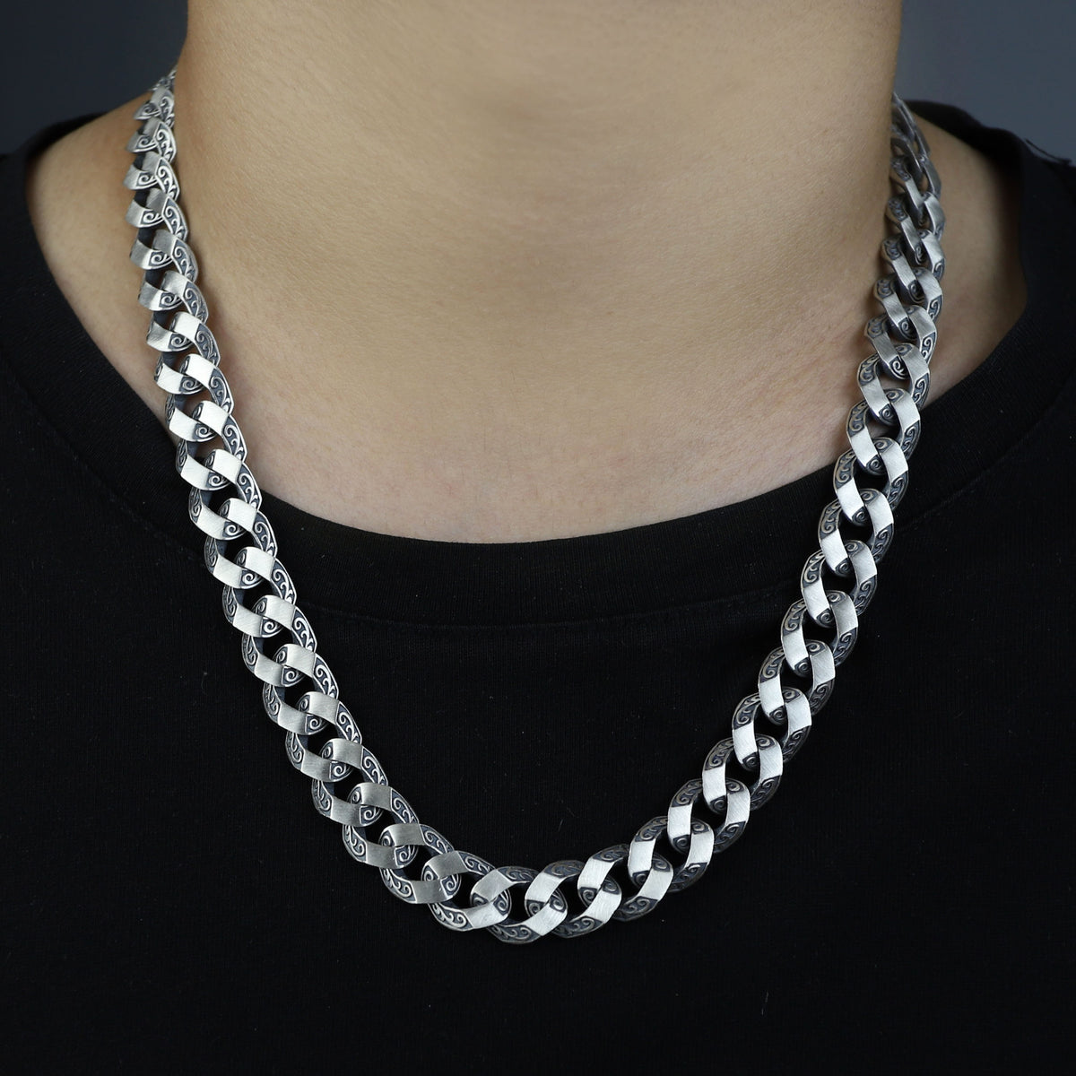 925 Sterling Silver 12mm Gothic Byzantine Chain Necklace for Men