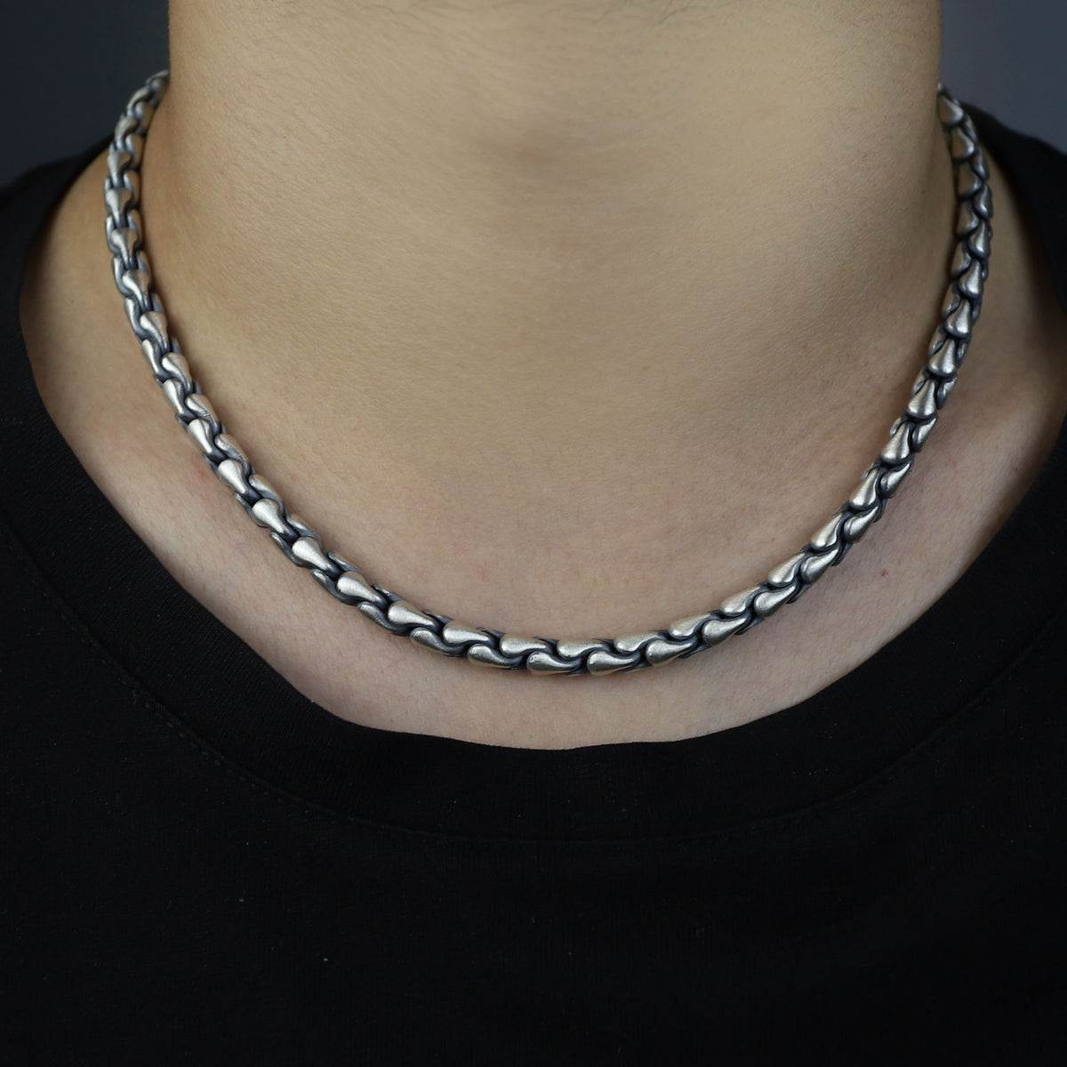 925 Sterling Silver 5mm Oxidized Chain Necklace for Men