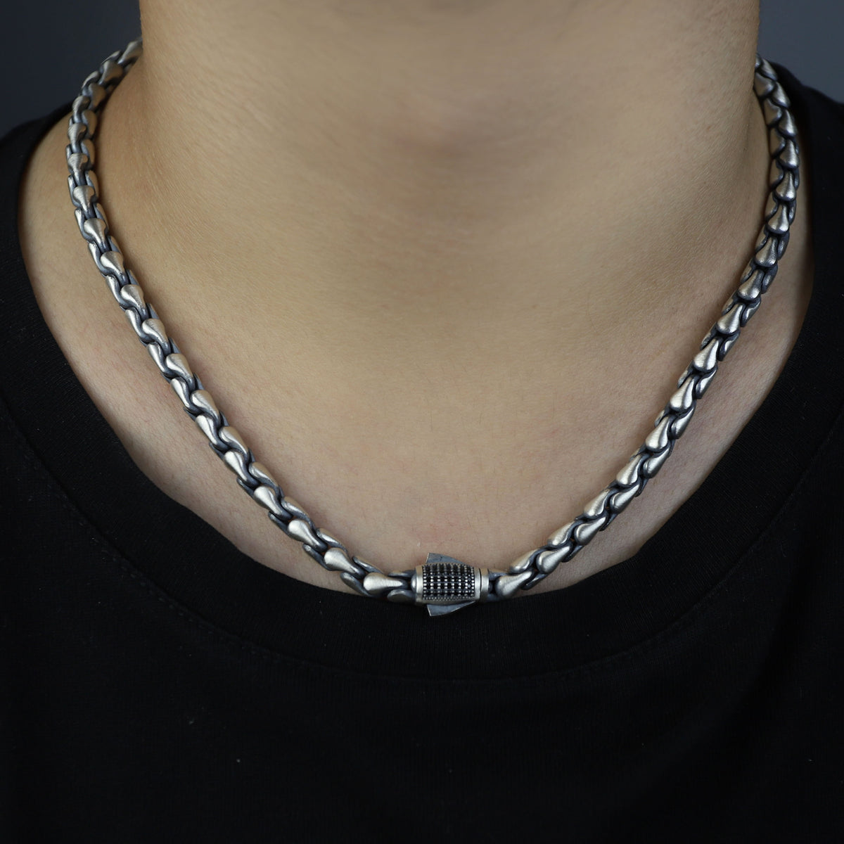 925 Sterling Silver 5mm Oxidized Chain Necklace for Men