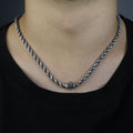 925 Sterling Silver 5mm Oxidized Rope Chain Necklace for Men