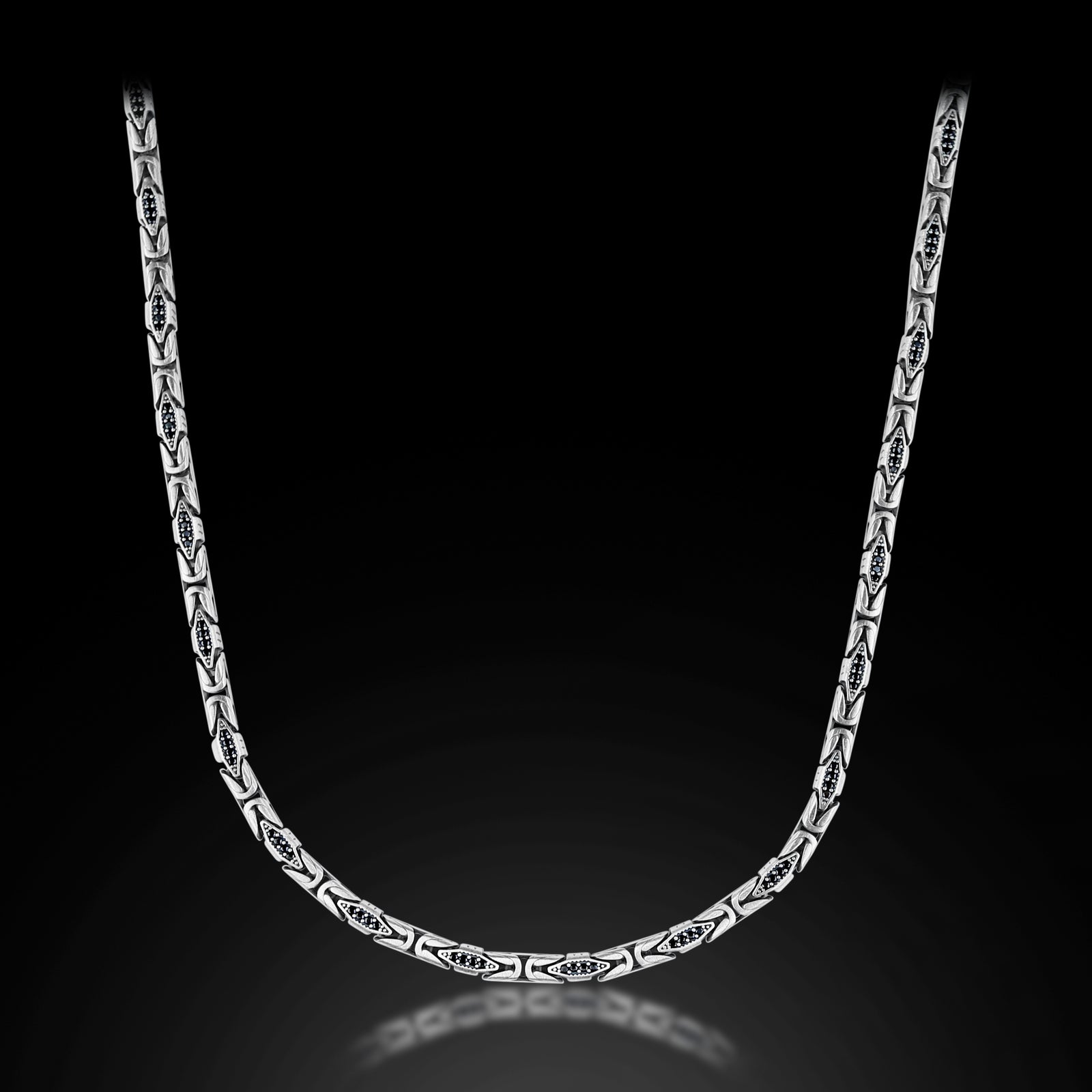 Men Handmade Byzantine Onyx Engraved King Chain Necklace
